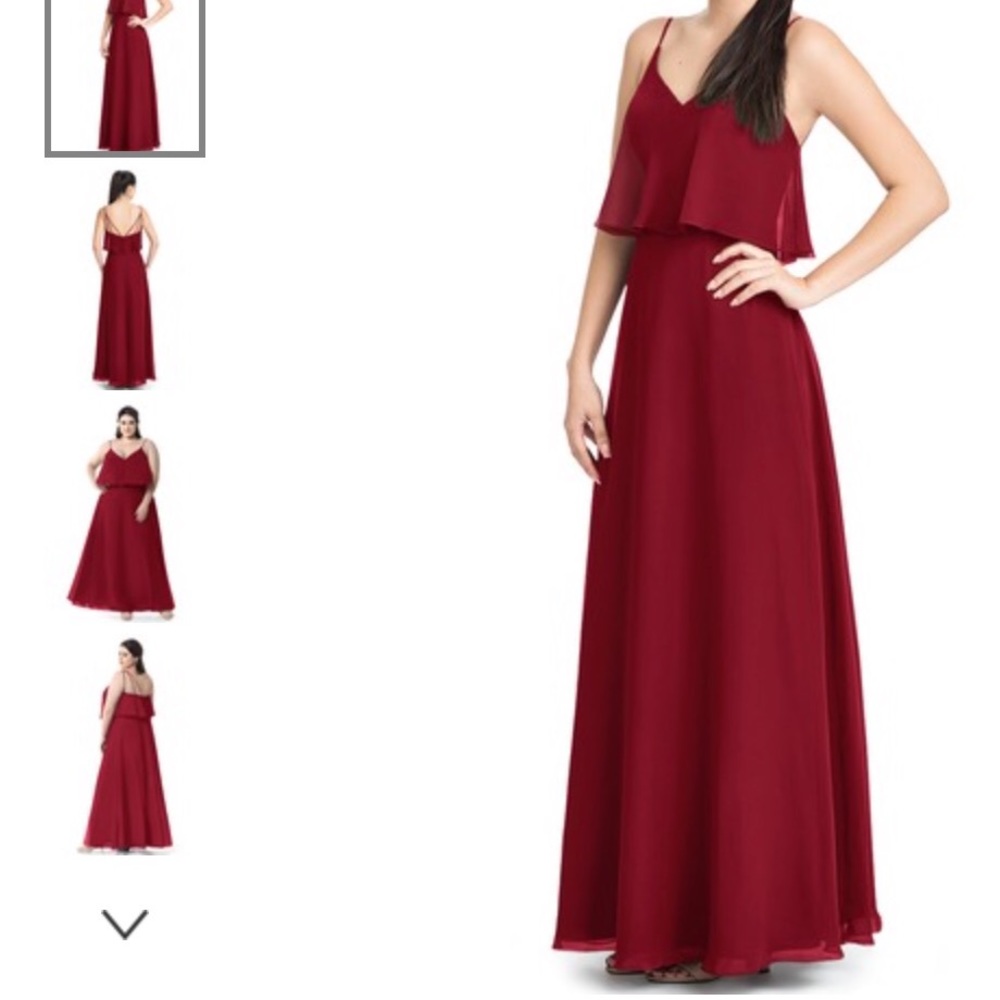 AZAZIE DESIREE, floor length burgundy dress.